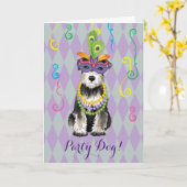 Carte Mardi Gras Mini Schnauzer (Fleur jaune)