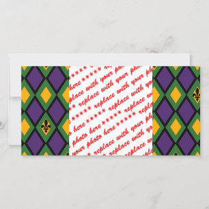 Carte Mardi Gras Motif Diamond Avec Fleur De Lis