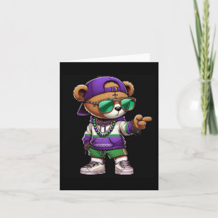 Carte Mardi Gras Ours Pour Garçons Hommes Hip hop Nouvel