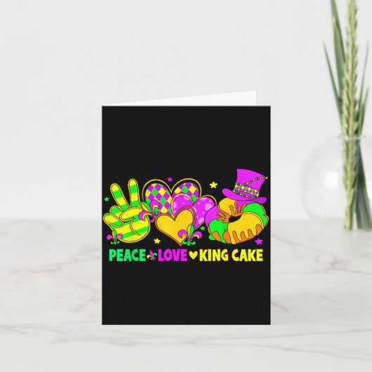 Carte Mardi Gras Peace Love King Cake Funny Party Carniv (Devant)