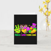 Carte Mardi Gras Peace Love King Cake Funny Party Carniv (Fleur jaune)