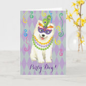 Carte Mardi Gras Samoyed (Fleur jaune)