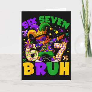 Carte Mardi Gras Six Seven 67 Bruh Mème Leprechaun Dabbi
