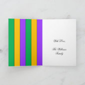Carte Mardi Gras Stripes Motif violet vert jaune (Intérieur)