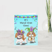 Carte Mardi Gras Time with Cavalier King Charles Spaniel (Devant)