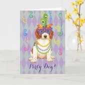 Carte Mardi Gras Welsh Springer Spaniel (Fleur jaune)