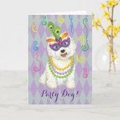 Carte Mardi Gras Westie (Fleur jaune)