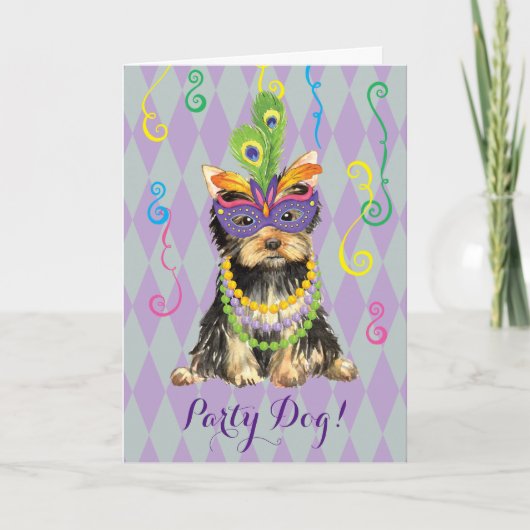 Carte Mardi gras Yorkie (Devant)