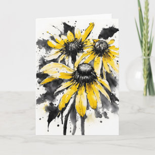 Carte Marguerite à oeil noir - Fleurs aquarelle