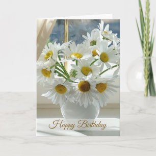 Carte Marguerite blanche, joyeux anniversaire de