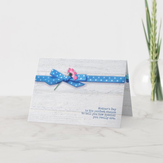 Carte marguerite dans le ruban à points polka Fête des M (Devant)