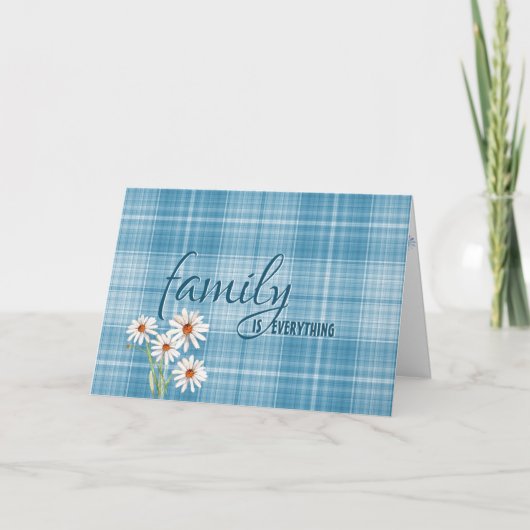Carte marguerite de belle-fille sur aqua plaid (Devant)