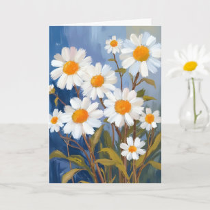 Carte Marguerites blanches fleurs aquarelles peintes