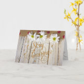 Carte marguerites blanches sur bois avec burlap (Fleur jaune)