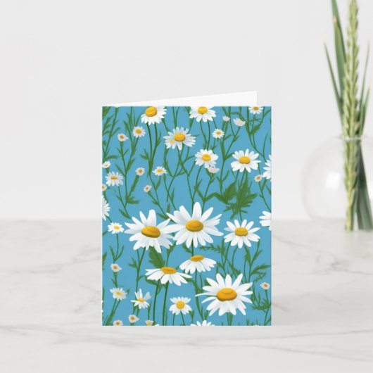 Carte Marguerites Blanches Sur Turquoise (Devant)