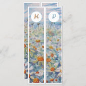 Carte Marguerites monogrammes deux Signets (Devant / Derrière)