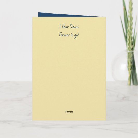 Carte Mari 1er Anniversaire bleu or mignon oiseaux (Dos)