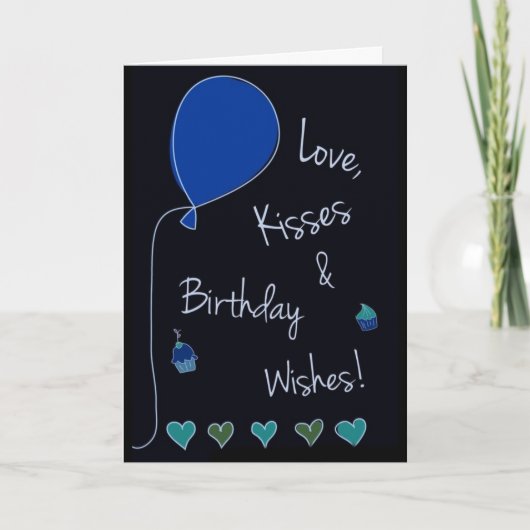 CARTE ***MARI*** AMOUR, KISSES, SOUHAITS D'ANNIVERSAIRE  (Devant)