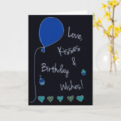 CARTE ***MARI*** AMOUR, KISSES, SOUHAITS D'ANNIVERSAIRE  (Fleur jaune)