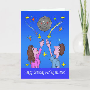 Carte Mari Anniversaire Cartoon Couple Moon et les étoil