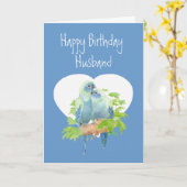 Carte Mari Anniversaire, Parrots Romantiques, Oiseaux (Fleur jaune)