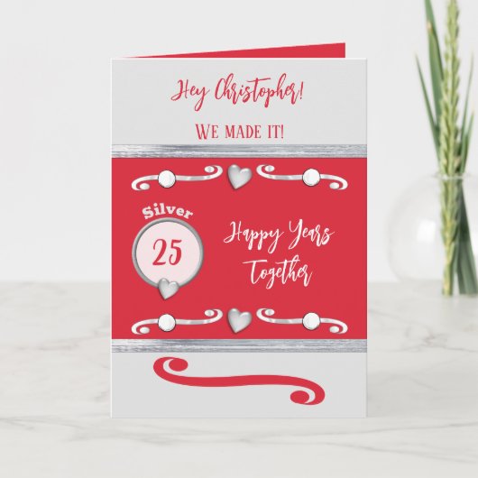 Carte Mari argent 25e anniversaire rouge (Devant)