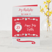 Carte Mari argent 25e anniversaire rouge (Fleur jaune)