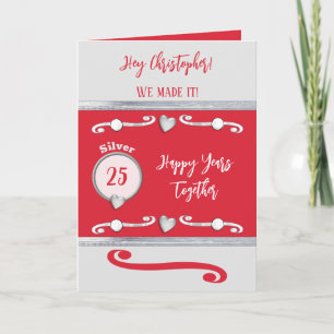 Carte Mari argent 25e anniversaire rouge