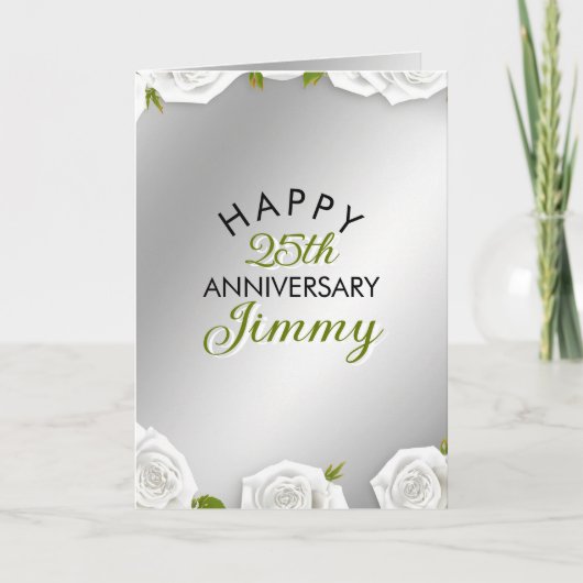 Carte Mari blanc argent moderne 25e anniversaire (Devant)