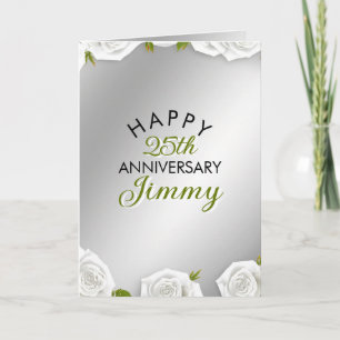 Carte Mari blanc argent moderne 25e anniversaire