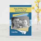 Carte Mari bleu jaune blanc accueil photo d'anniversaire (Fleur jaune)