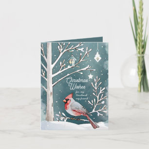 Carte Mari cardinal d'hiver moderne et Noël d'ami