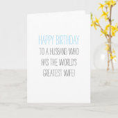 Carte Mari d'anniversaire humoristique de la femme (Fleur jaune)