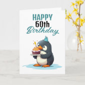 Carte Mari de pingouin blanc et noir cool 60e anniversai (Fleur jaune)