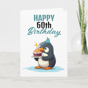 Carte Mari de pingouin blanc et noir cool 60e anniversai
