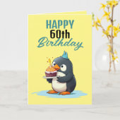 Carte Mari de pingouin jaune et noir cool 60e anniversai (Fleur jaune)