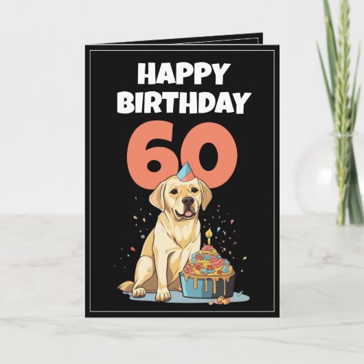 Carte Mari du Cute Black and White Lab 60e anniversaire (Devant)