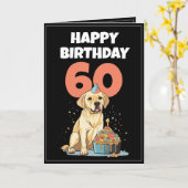 Carte Mari du Cute Black and White Lab 60e anniversaire (Fleur jaune)