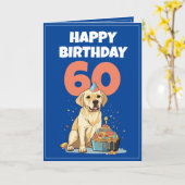 Carte Mari du Cute Blue and White Lab 60e anniversaire (Fleur jaune)