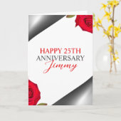 Carte Mari floral argenté fin 25e anniversaire (Fleur jaune)