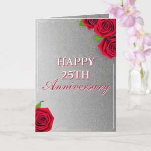 Carte Mari floral d'argent moderne 25e anniversaire