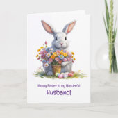 Carte Mari Joyeuses Pâques avec un Lapin Mignon (Devant)