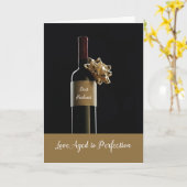Carte Mari Joyeux Anniversaire Avec Bow Bouteille De Vin (Fleur jaune)