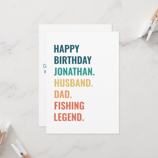 Carte Mari Légende de la Pêche Nom Personnalisé Annivers (Devant/Arrière en situation)