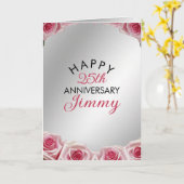 Carte Mari moderne Argent rose Roses 25e anniversaire (Fleur jaune)