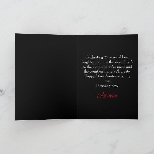 Carte Mari noir et argent minimum 25e anniversaire (Intérieur)