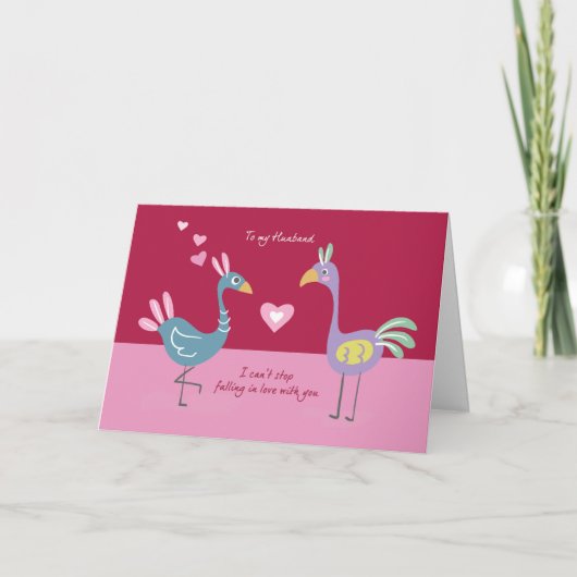 Carte Mari Pink Valentine Avec De Mignons Oiseaux Blancs (Devant)