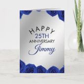 Carte Mari Rose moderne Silver Blue 25e anniversaire (Devant)