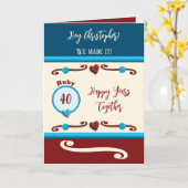 Carte Mari Ruby 40e anniversaire bleu (Fleur jaune)