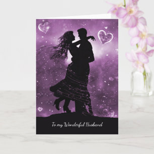 Carte Mari Valentines Journée avec un couple Silhouetté 